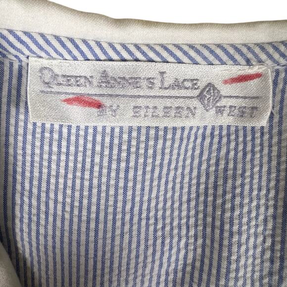 Vintage 90s Eileen West Stripe Cotton Robe S | Cottagecore Sleepwear USA Dress - Picture 5 of 11